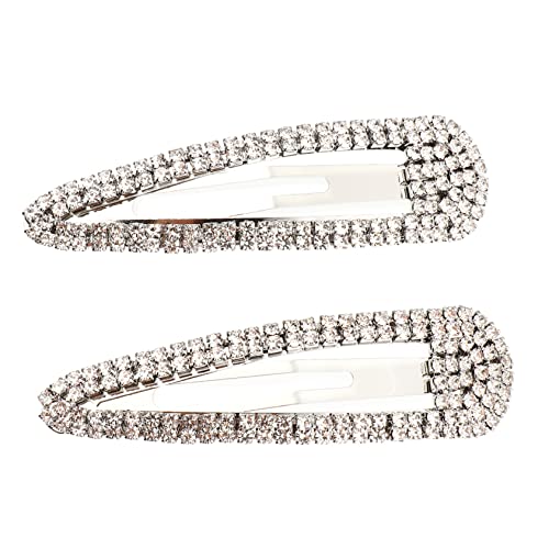 MOBUTOFU 2Stücke Strass Haarklammer für Damen Große Rhinestone Snap Clips Metall für Hochzeiten Partys und Alltag Geeignet für Dickes und Dünnes Haar von MOBUTOFU