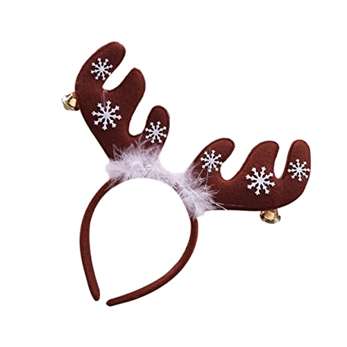 MOBUTOFU Rentier Geweih Haarreif Mit Glocke Weihnachts Haarschmuck Kopfbedeckung Für Lustige Festtagsaccessoires Khaki von MOBUTOFU