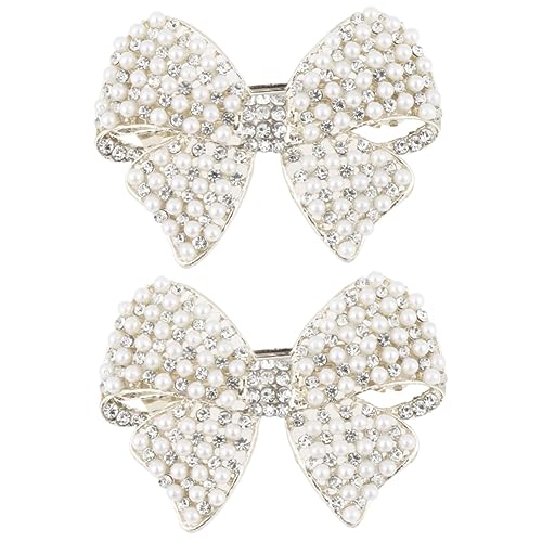 MOBUTOFU 2stücke Bow Hair Spring Clip Mit Perlen Und Strass Haaraccessoire Für Damen Für Partys Und Alltag Und Weiß von MOBUTOFU