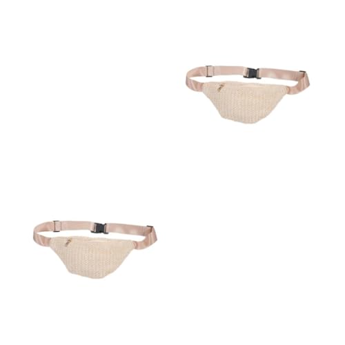 MOBUTOFU 2stücke Sommer Bauchtasche Imitation Strohwaren Woven Bag Für Damen Und Verstellbare Crossbody Tasche Für Einkaufen Sport Und von MOBUTOFU
