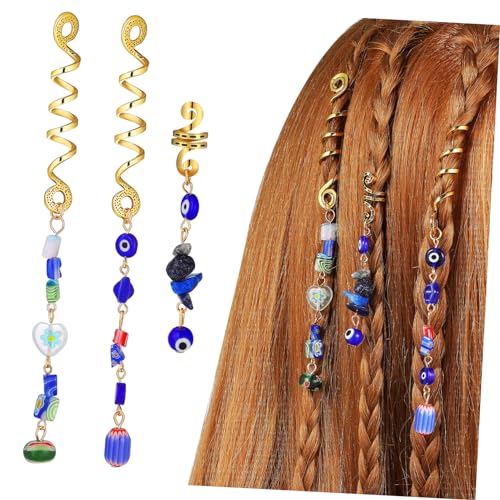MOBUTOFU 3stücke Teiliges Haarschmuck Mit Katzenaugenstein Verstellbare Spiralringe Für Dreadlocks Und Zöpfe Vielseitige Haarperlen Für Kreative Frisuren Langlebig Und Leicht Für Jedes von MOBUTOFU