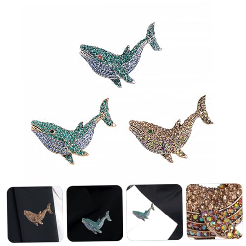 MOBUTOFU 3 Stücke Walförmige Brosche Strass Kragennadel Legierung Für Damen Hochzeiten Geburtstagsfeiern Dekoration Schwarz Rot Gold von MOBUTOFU