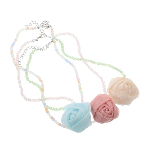 MOBUTOFU 3 Stück Teiliges Bunten Perlen Handgefertigte Choker Halskette für Frauen Eleganter Schmuck für Sommerpartys Hochzeiten Cosplay Aktivitäten von MOBUTOFU