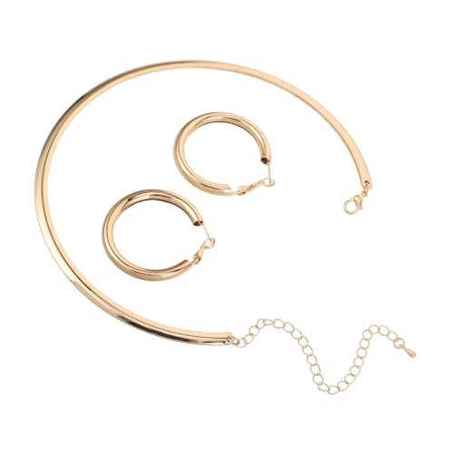 MOBUTOFU 3stücke Rundes Halskette-set Mit Großen Creolen Und Minimalistischen Ohrringen Für Damen-outfits Formelle Anlässe Und Feiertage von MOBUTOFU