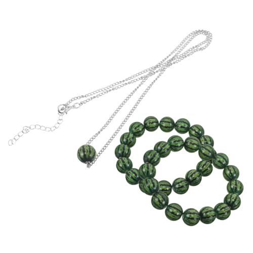 MOBUTOFU 3 Stück Teiliges Minimalistisches Wassermelonen Armband und Halskette Handgefertigtes Tropisches Schmuck Verstellbare Perlenarmbänder für Damen und Herren Langlebig und Farbenfroh von MOBUTOFU