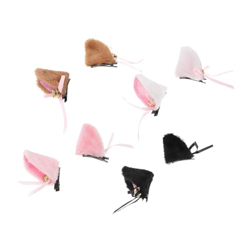 MOBUTOFU 4 Paare Katzenohren Haarspangen mit Glöckchen Süße Katzenohren in Dunkel Rosa und Niedliches Cosplay Haarschmuck für Halloween und Kostümpartys von MOBUTOFU