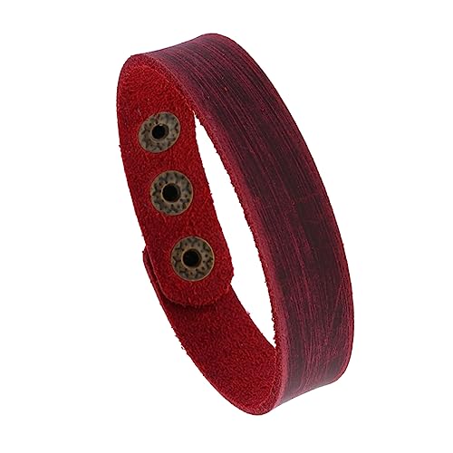 MOBUTOFU 4 STÜCKE Teiliges Breites Rotes Rindsleder Armband Einfaches Unisex Lederarmband Atmungsaktive Weiche Handkette Vielseitiger Schmuck für Studenten und Geeignet für Alltag und von MOBUTOFU