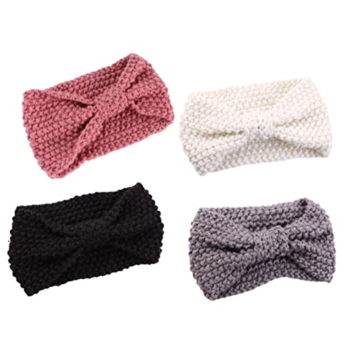 MOBUTOFU 4stücke Warmes Bowknot Stirnband Aus Gehäkeltem Material Kopfband Für Damen Schwarz Weiß Und Elastisch Und Bequem Für Freizeit Und Sport von MOBUTOFU