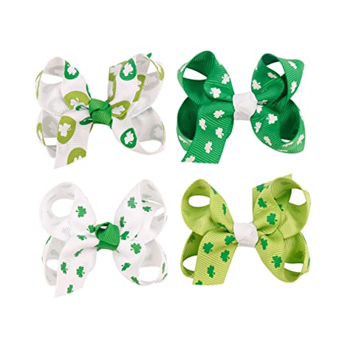MOBUTOFU 4 Stück Haarnadel Stirnbänder Zubehör seidenband ziehschleifenband haarclips haarklauenclip haarhalter haarpin Kopfbedeckungen Haarspangen mit Kleeblattmuster Stoff Green von MOBUTOFU