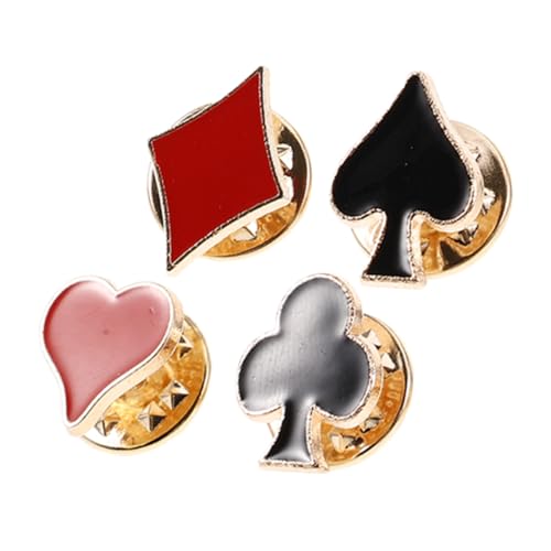 MOBUTOFU 4 Stück Poker Kartenbroschen Anstecknadeln mit Herz Pik Kreuz Dekorative Mini Broschen für Kleidung Rucksäcke Vielseitig Einsetzbar Perfektes für Kartenfans von MOBUTOFU