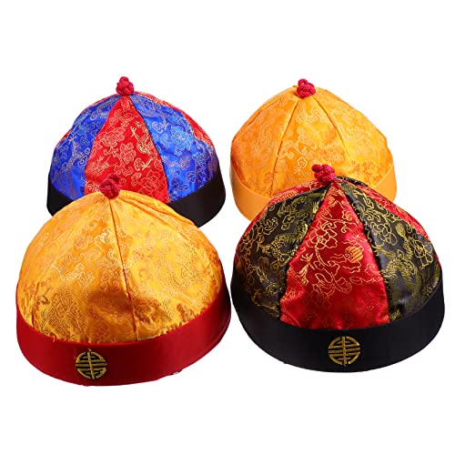 MOBUTOFU 4stücke Vintage Qing-stil Kostümhüte Mit Zöpfen Traditionelle Performance-hüte Für Geeignet Für Kreative Fotorequisiten Für Partys Und Theateraufführungen von MOBUTOFU