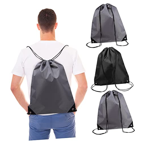 MOBUTOFU Kordelzug Rucksack 4 Stück Große Kapazität Polyester Für Sport Wandern Camping Unisex Grau Und Schwarz von MOBUTOFU