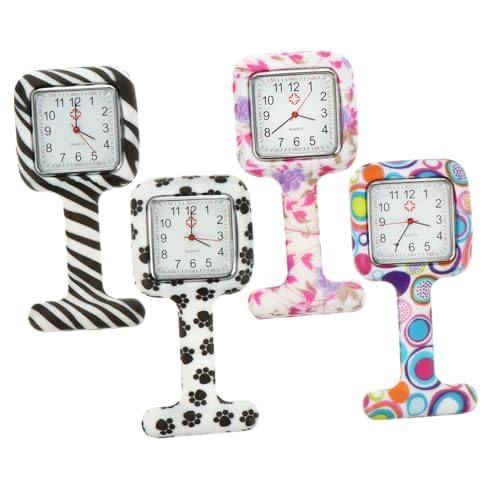 MOBUTOFU 4 Stück Taschenuhr Krankenschwesteruhr Brosche achten Sie auf zweite Arzt Clip-on-Uhr Uhren schwesternuhr mit Clip pflegeuhr Krankenschwester Uhr hängende Schwesternuhr Kieselgel von MOBUTOFU