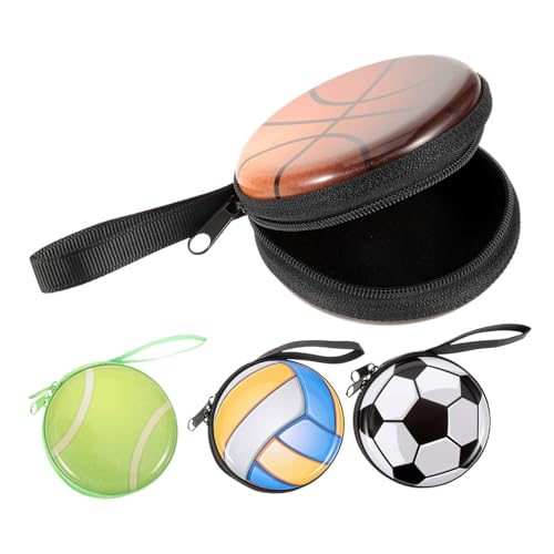 MOBUTOFU Runde Kinder Geldbörse 4 Stück Cartoon Münzbeutel Aus Metall Reißverschluss Münzaufbewahrung Für Jungen Und Mädchen Fußball Volleyball Basketball Design Kompakt Und Leicht von MOBUTOFU