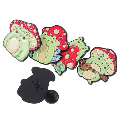 MOBUTOFU 5 Stück Frosch und Pilz Broschen aus Langlebiger Zinklegierung Detailreiche Tier Anstecknadeln für Jacken Hüte und Rucksäcke Vielseitiges Design als Modisches Accessoire von MOBUTOFU