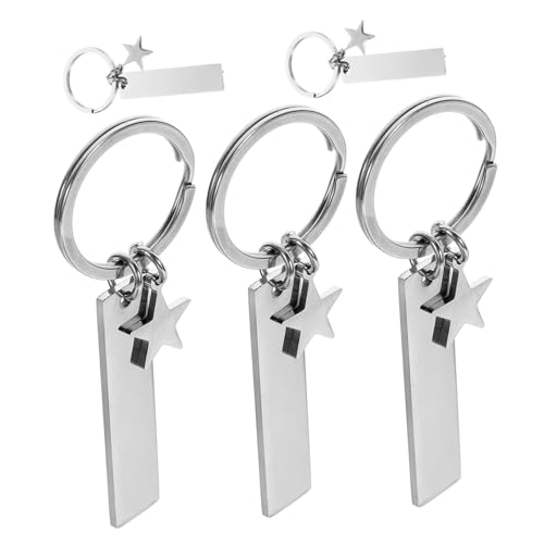 MOBUTOFU 5 Stück Teiliges Blanko Metallanhänger aus Edelstahl mit Sternform DIY Schlüsselanhänger zum Gravieren und Basteln Vielseitig Verwendbar für Schlüssel Taschen und Geschenke von MOBUTOFU