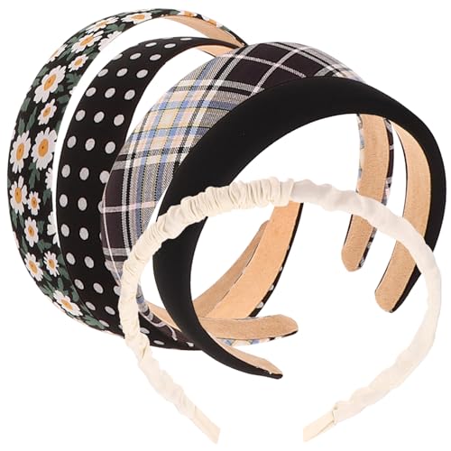 MOBUTOFU 5stücke Breites Stirnband Für Damen Gepolstertes Kopfstück Mit Muster Aus Haarschonendem Stoff Für Alltag Und Styling Bequemer Sitz von MOBUTOFU