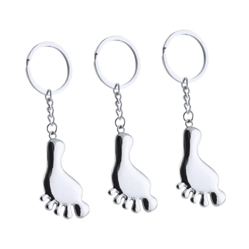 MOBUTOFU Babyfüße Anhänger 6 STK Schlüsselanhänger Auto Schlüssel Halter Auto- Taubenkette Ringe Silber Dekoanhänger Key Holder Schlüsselbund Key Chain Bastelset Charms Anhänger Zinklegierung Silver von MOBUTOFU