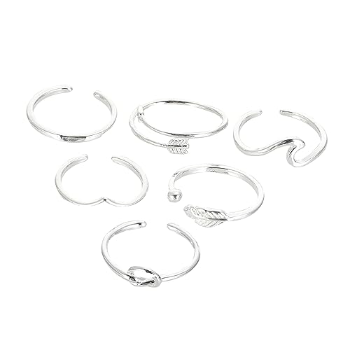 MOBUTOFU 6 Stück Teiliges Damenring aus Verstellbare Offene Fingerringe Stapelbare Daumenringe Fingerschmuck für Alltag und Vielseitig Kombinierbar von MOBUTOFU