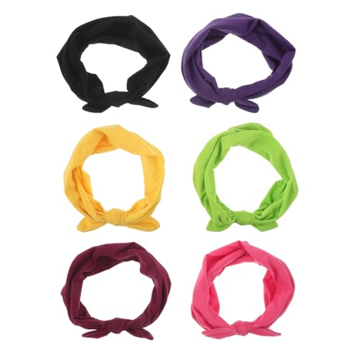 MOBUTOFU 6 Stück Teiliges Elastisches Stirnband mit Geknotetem Hasenohren Design Rutschfeste Sport und Yoga Haarbänder für Damen Schweißabsorbierend Minimalistischer Einfarb Look von MOBUTOFU
