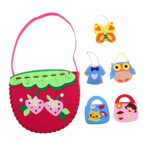 MOBUTOFU 6St handgemachte Taschen Filztaschen DIY Handarbeit für Kinderhandwerk Basteln für Vorschulkinder DIY-Bastelset aus Filz Machen Sie Ihr eigenes Portemonnaie Nähset Vlies von MOBUTOFU