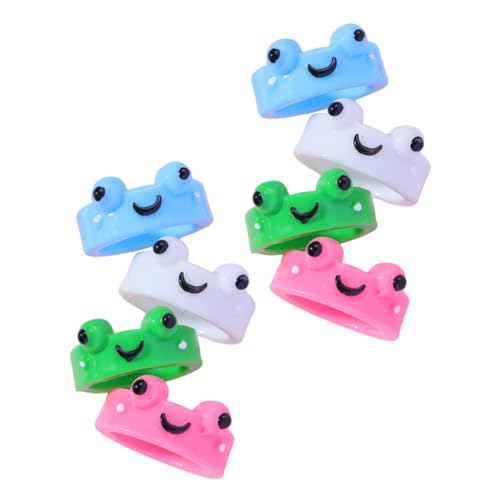 MOBUTOFU 8 Stück Teiliges Resin Frosch Ringe Damen Niedliche Tiermuster Finger Schmuck Stapelbare Bunte Resinringe Leichte und Langlebige Party Accessoires Zufällige Farbe Zufällige Farbe von MOBUTOFU