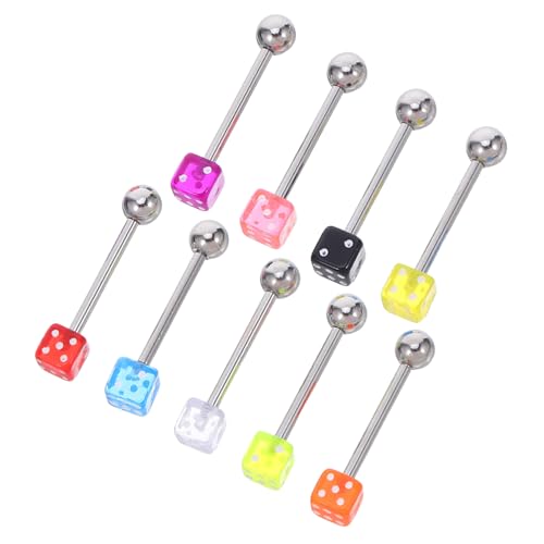 MOBUTOFU 9 Stück Teiliges Zungenpiercing Bunte Modeling Tongue Nails Leichter Body Piercing Schmuck Komfortabel Elegant für Damen und Herren Täglicher Schmuck Geschenkidee von MOBUTOFU
