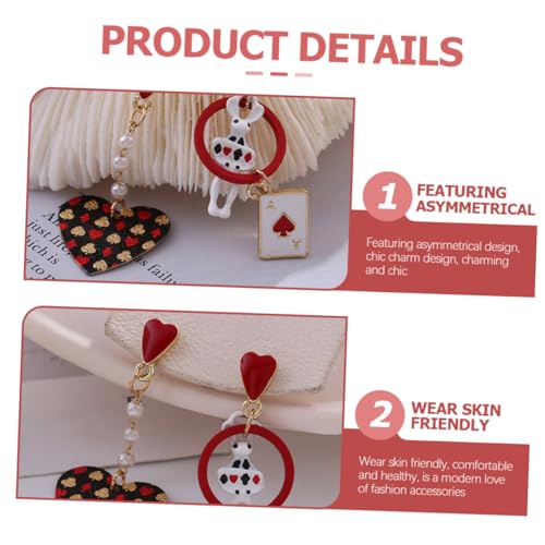 MOBUTOFU Asymmetrische Herz Hasen hängeohrringe Damen Modischer Ohrschmuck Poker Design Leicht und Komfortabel Für Party Geschenk von MOBUTOFU