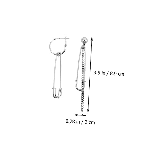 MOBUTOFU Asymmetrische Metallkettenglieder Ohrringe mit Silber Stift Retro Punk Stil Leichte Kreative Drop Earrings für Damen bei Party und Alltag von MOBUTOFU
