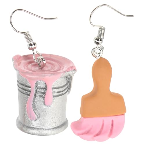 MOBUTOFU Asymmetrische Resin Ohrringe Kreative Paint Bucket Ohrhänger für Teens Nickelfrei Stylische Dangle Ohrschmuck Leicht und Langlebig Alltagsschmuck von MOBUTOFU