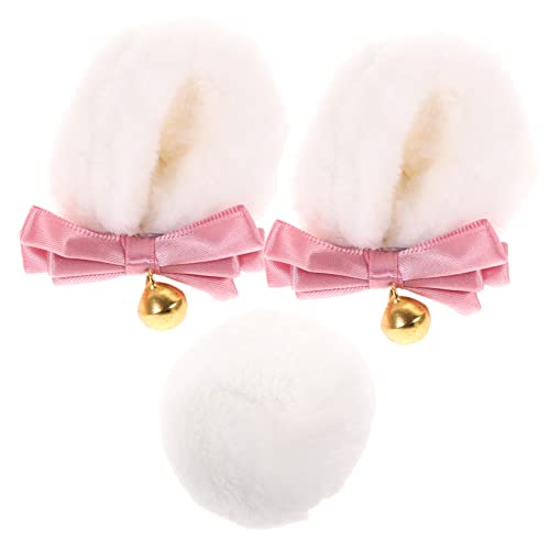 MOBUTOFU Bärenohren Haarklammern Set mit Kawaii Kostüm Zubehör für Damen Party Cosplay Karneval Bühnenauftritt Weiß von MOBUTOFU