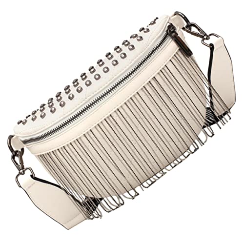 MOBUTOFU Bauchtasche Für Damen Mit Nietenbesatz Leichtgewichtige Umhängetasche Mit Quaste Großes Fassungsvermögen Für Reisen Shopping Und Partys von MOBUTOFU