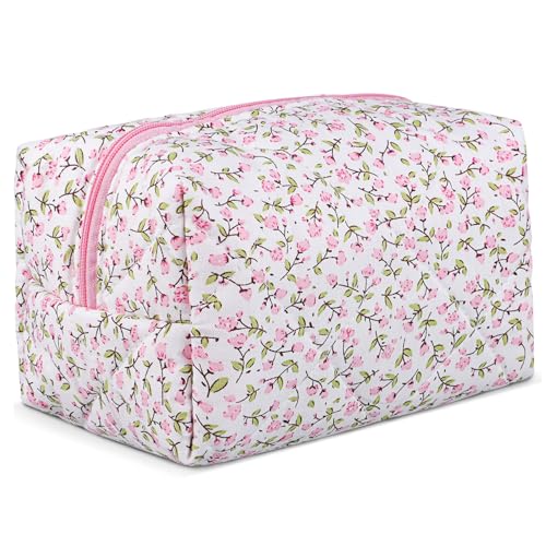 MOBUTOFU Kosmetiktasche Damen Mit Reißverschluss Floral Makeup Organizer Für Reisen Vielseitige Aufbewahrung Für Kosmetik Toilettenartikel Und Mehr Leicht Kompakt Und Praktisch Für von MOBUTOFU