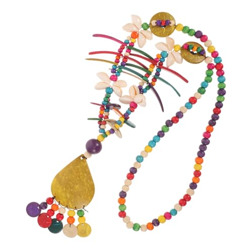 MOBUTOFU Kokosnuss Muschel Perlenkette Für Damen Ethno Stil Bunte Halskette Lange Strandhalskette Bohemian Schmuck Für Frauen Und Mädchen von MOBUTOFU
