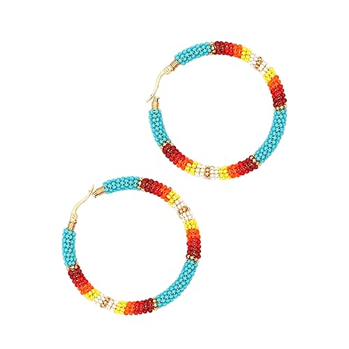 MOBUTOFU Boho Perlen Creolen Ohrschmuck Leichtes Statement Accessoire Damen Geometrische Runde Ohrringe Mit Farbigen Perlen Handgefertigt Komfortabel Für Alltag Und von MOBUTOFU