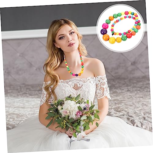 MOBUTOFU Bunte Boho Halskette Damen Perlenkette Holzperlen Stilvolle Halsdekoration für Frauen und Mädchen Alltag Party Schmuck von MOBUTOFU
