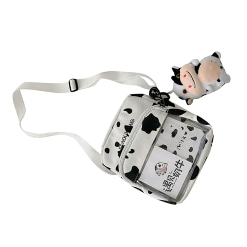 MOBUTOFU Canvas Schultertasche Damen Kuhmuster Große Einkaufstasche mit Verstärkten Trägern Geräumige Umhängetasche für Schule Reisen und Alltag Strapazierfähige Tote Bag aus Stabilem von MOBUTOFU