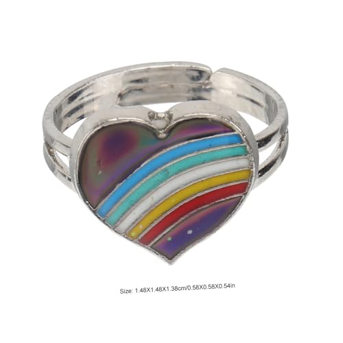 MOBUTOFU Chic Damen Thermochrom Herzring Farbwechsel Schmuck Verstellbar Kreatives Accessoire Festival Geschenk von MOBUTOFU