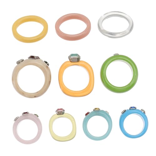 MOBUTOFU Chic Resin Finger Ring Transparent Bunte Geometrische Knöchelringe Leicht Strapazierfähig Modisch Für Party Alltag Geschenk von MOBUTOFU