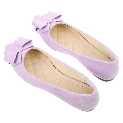 MOBUTOFU Damen Ballerinas mit Spitz Zulaufender Schuhspitze und Schleifen Detail Flache Komfort Schuhe für Arbeit Hochzeit und Festliche Anlässe Atmungsaktiv und Langlebig von MOBUTOFU