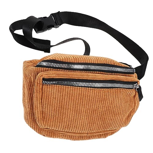MOBUTOFU Braune Tragbare Damen-hüfttasche Modische Brusttasche Aus Cord Outdoor-gürteltasche Für Reisen Und Einkaufen Mit Großem Fassungsvermögen von MOBUTOFU