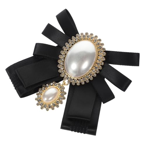 MOBUTOFU Damen Brosche Bowknot mit Perlen und Strass Leichter Ansteckschmuck für Kleidung Schal und Kleid Modisches Accessoire Sicherer Pin Clip Geschenkidee von MOBUTOFU