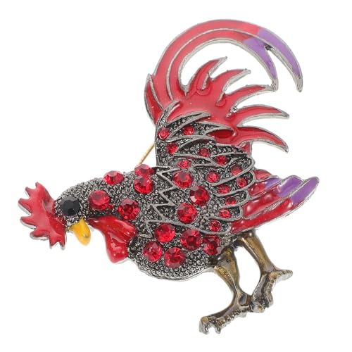 MOBUTOFU Damen Brosche Hahn Design Strass Pin aus Filigrane Anstecknadel für Kleidung Modisches Accessoire Rostfrei Langlebig Feine Handarbeit Stilvolles Schmuckstück von MOBUTOFU