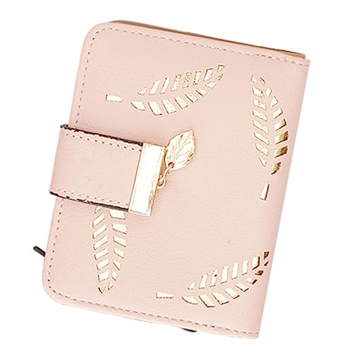 MOBUTOFU Damen Kurze Geldbörse Reißverschluss Und Modisches Design Mit Hohlem Blattmuster Kleine Für Karten Und Münzen Für Alltag Und Rosa von MOBUTOFU