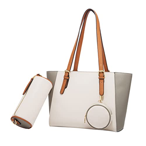 MOBUTOFU Damen PU Handtaschen Weiß Umhängetasche mit Großem Stauraum Tragetasche für Reisen Alltag Shopping Vielseitige Schultertasche mit Geldbörse und Organizer von MOBUTOFU