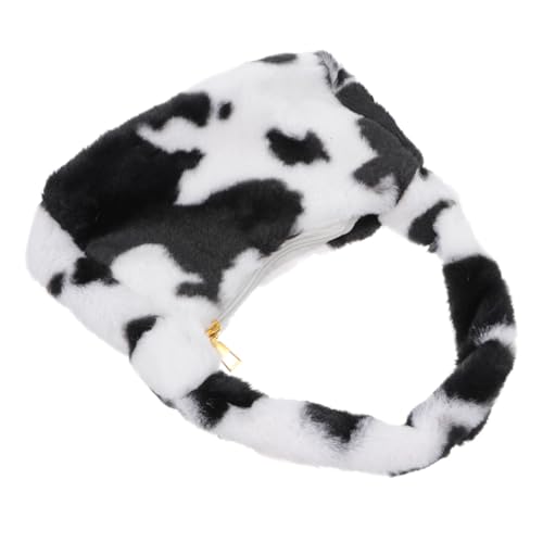 MOBUTOFU Damen Plüsch Schultertasche Handtasche mit Reißverschluss Flauschige Umhängetasche Weiß Leopardmuster Herbst Winter Beuteltasche für Alltag Party Reise Zufällige Zufällige Farbe von MOBUTOFU