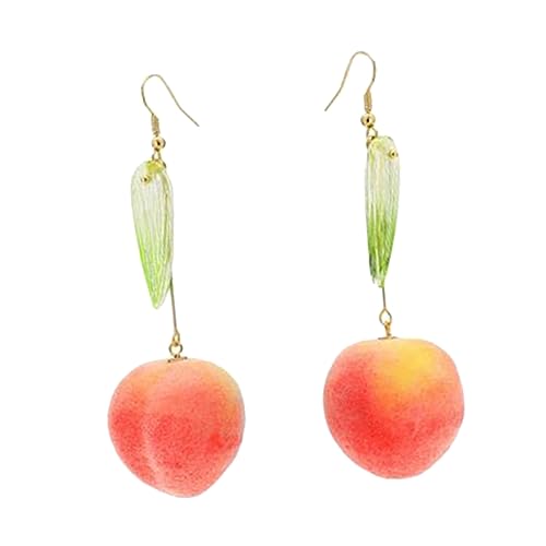 MOBUTOFU Damen Tropfen Ohrringe mit Pfirsich Design Kreative Ohrhänger Langlebig und Farbecht Dangle Ohrringe für Teenager und Besondere Anlässe von MOBUTOFU