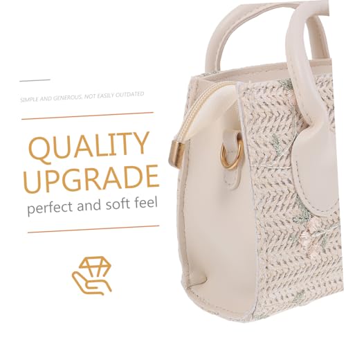 MOBUTOFU Damen Umhängetasche aus Strohbast Kleine Quadratische Crossbody Bag mit Spitzenbesatz Leichte Handtasche für Alltag und Sommer Modisch Vielseitig Kombinierbar von MOBUTOFU