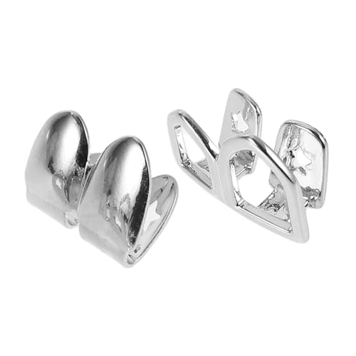 MOBUTOFU Doppelhohle Glatte Hip Hop Zähne Grill Silberfarben Bequeme Rapper Zahnkappen Accessoire für Cosplay Party Holiday Dekoration von MOBUTOFU