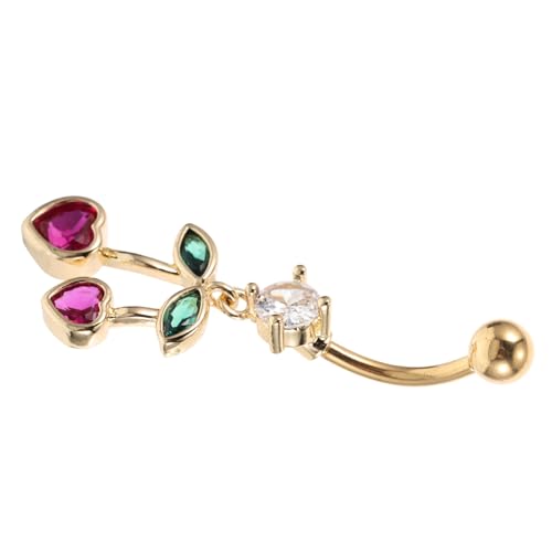 MOBUTOFU Edelstahl Bauchnabelpiercing mit Herz kirschen Design Modisches Nabelschmuck für Damen Eleganter und Vielseitiger Bauchnabelring Stilvoller Körperschmuck für Besondere Anlässe von MOBUTOFU